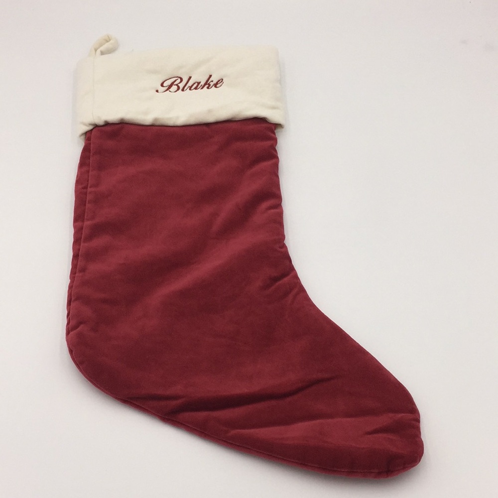 Pottery Barn Velvet Christmas Stocking “Blake”
